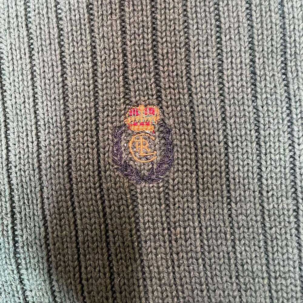 Chaps Ralph Lauren Sweater Mens L Green Ribbed Crewneck Cotton - Picture 4 of 8